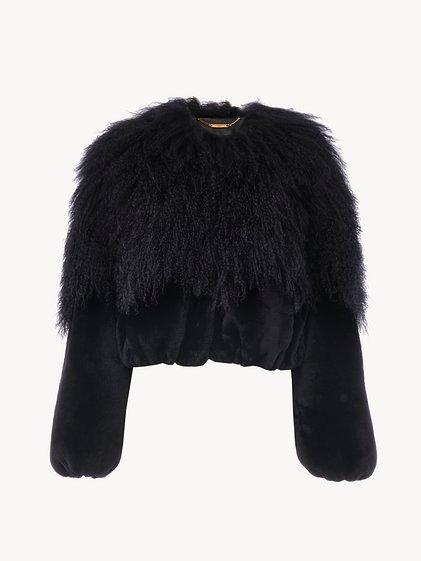 Cropped blouson in shearling Product Image