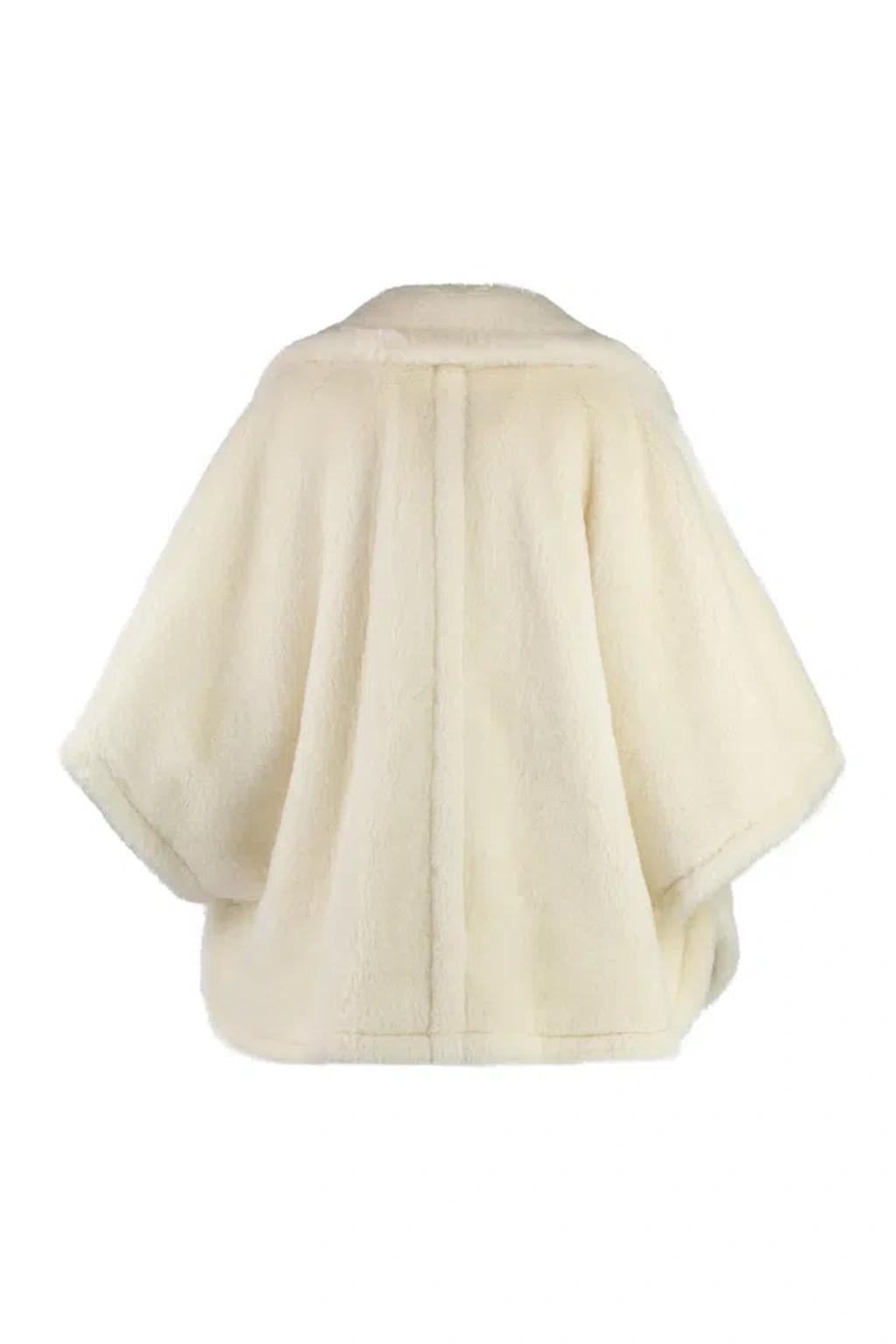 MAX MARA George Teddy Cape Coat In White Product Image