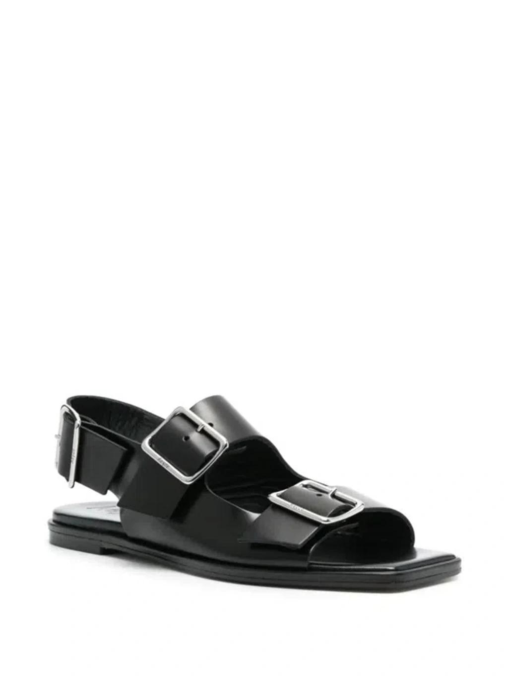 Thekla Leather Dual Buckle Slingback Sandals In Black Product Image