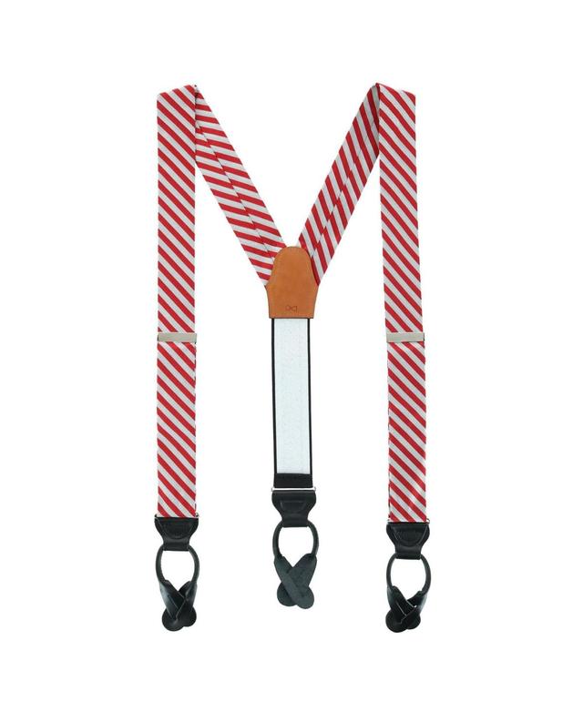 Trafalgar Mens The Griswold Striped Herringbone Silk Button End Suspenders Product Image