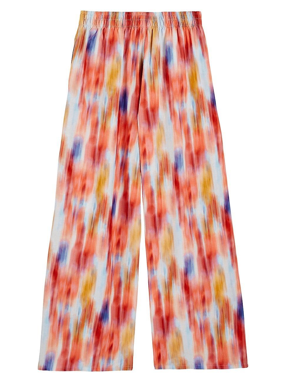 Womens Line Blurred Floral Cotton-Silk Wide-Leg Pants Product Image