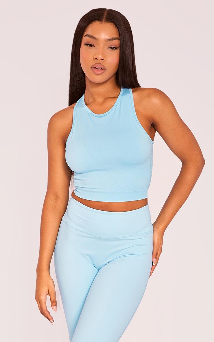 PLT SPORT Bright Blue Seamless Bust Panel Detail Sports Bra product image