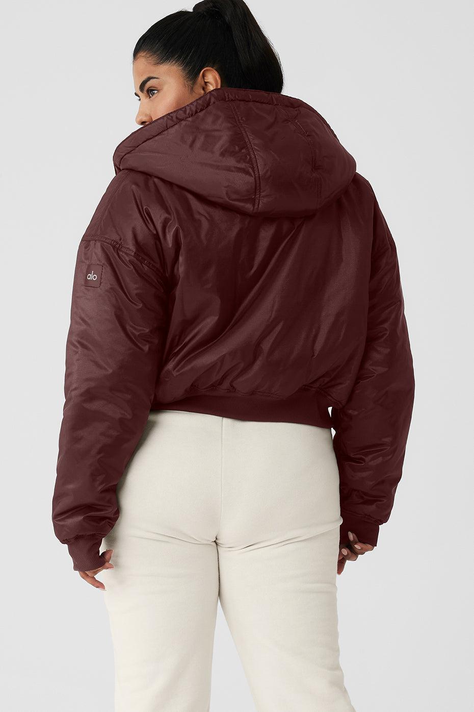 Ripstop Cropped Cosmo Zip Up Hoodie - Cherry Cola Female Product Image