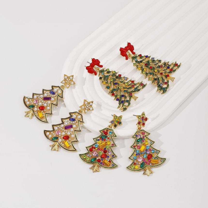 Rhinestone Christmas Tree Drop Earring Product Image