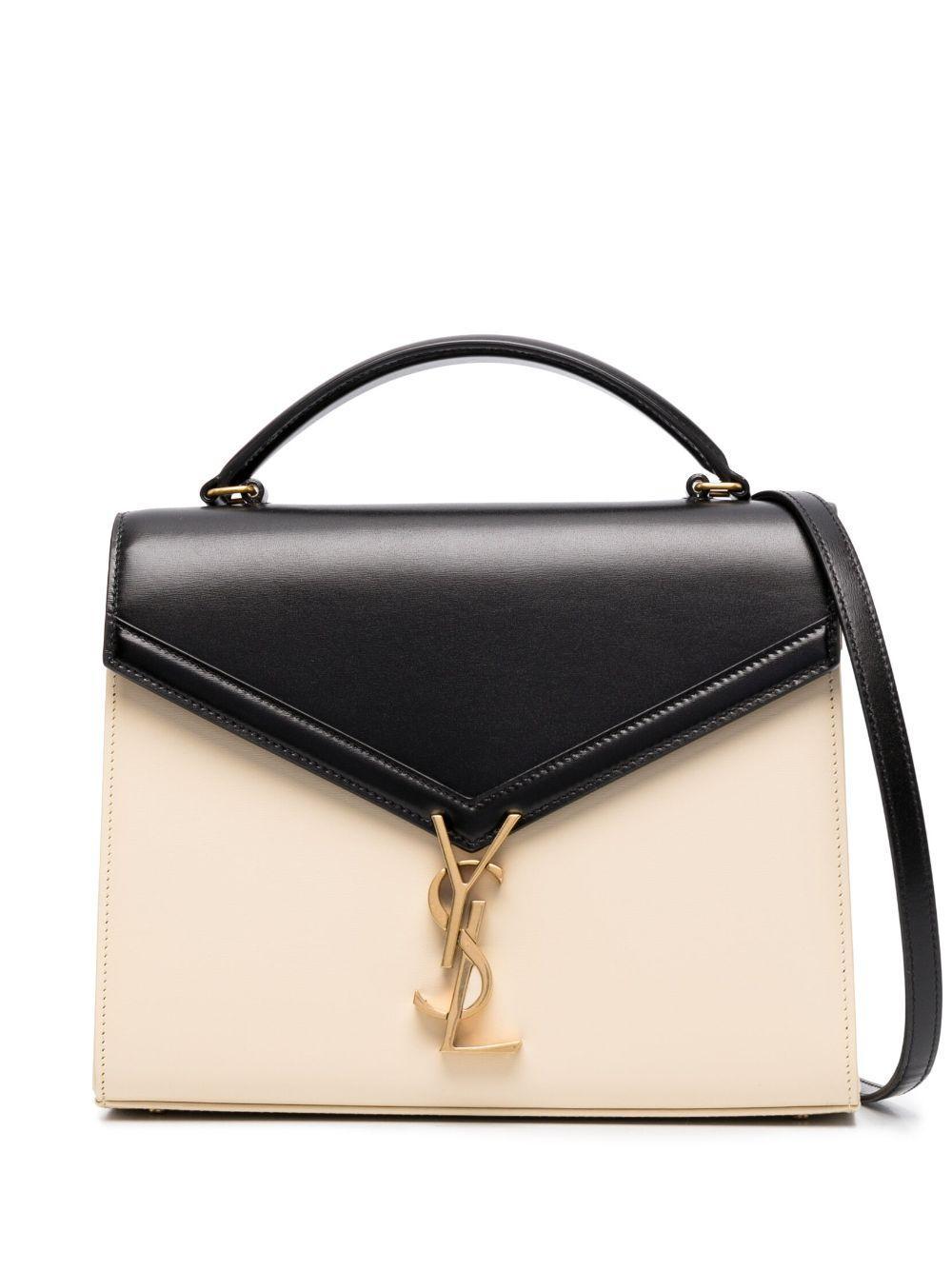 SAINT LAURENT Cassandra Two-tone Tote Bag In Nero,burro Product Image