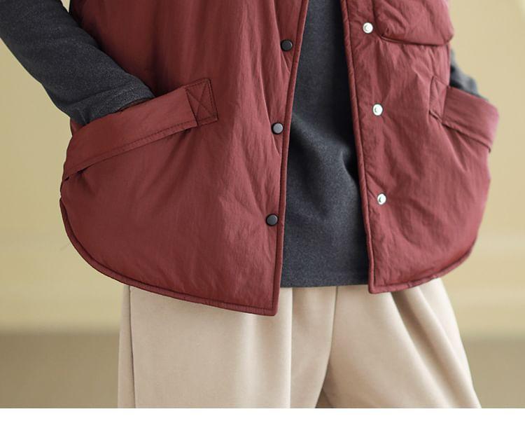 Stand Collar Plain Puffer Vest Product Image