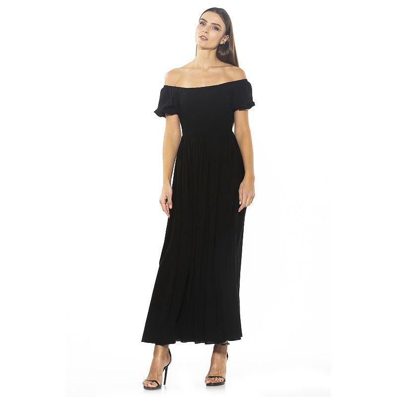 Womens ALEXIA ADMOR Leia Smocked Off-the-Shoulder Maxi Dress Product Image