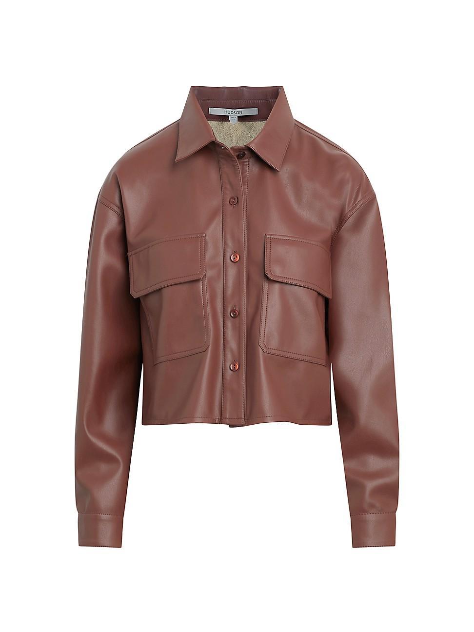 Womens Oversized Faux-Leather Shirt Product Image