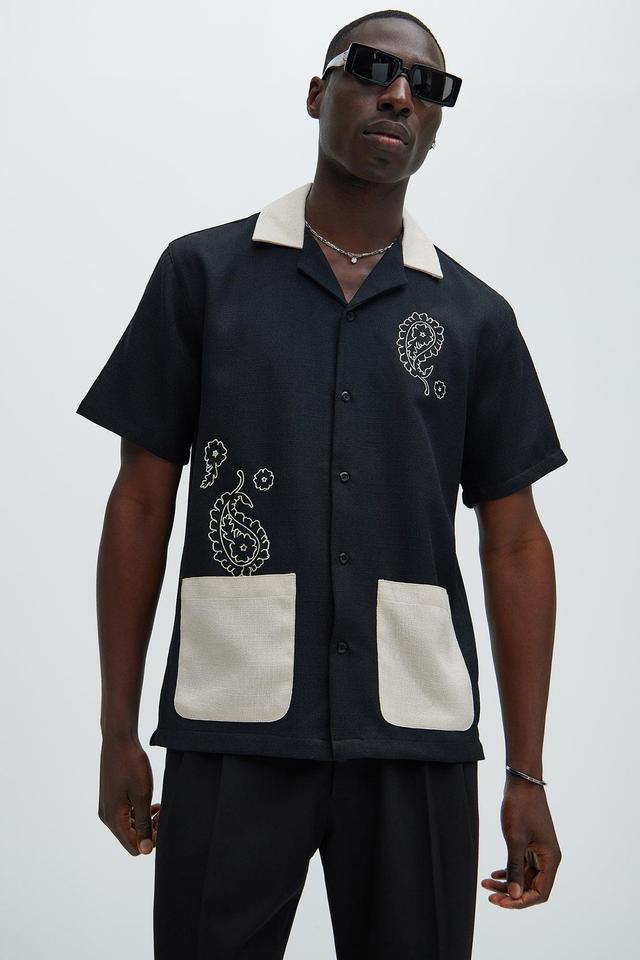 Paisley Embroidered Shirt - Black/combo Product Image