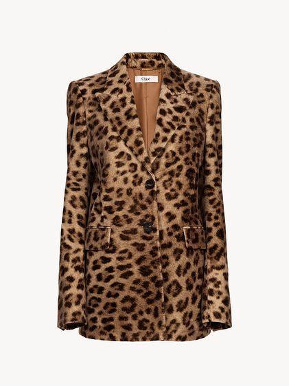 Tailored jacket in leopard-print velvet Product Image