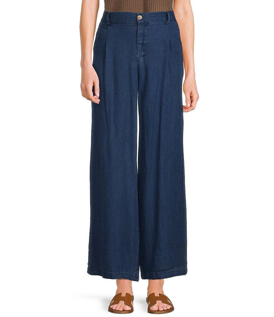 Blu Pepper Denim High Rise Button Front Straight Wide Leg Pants product image