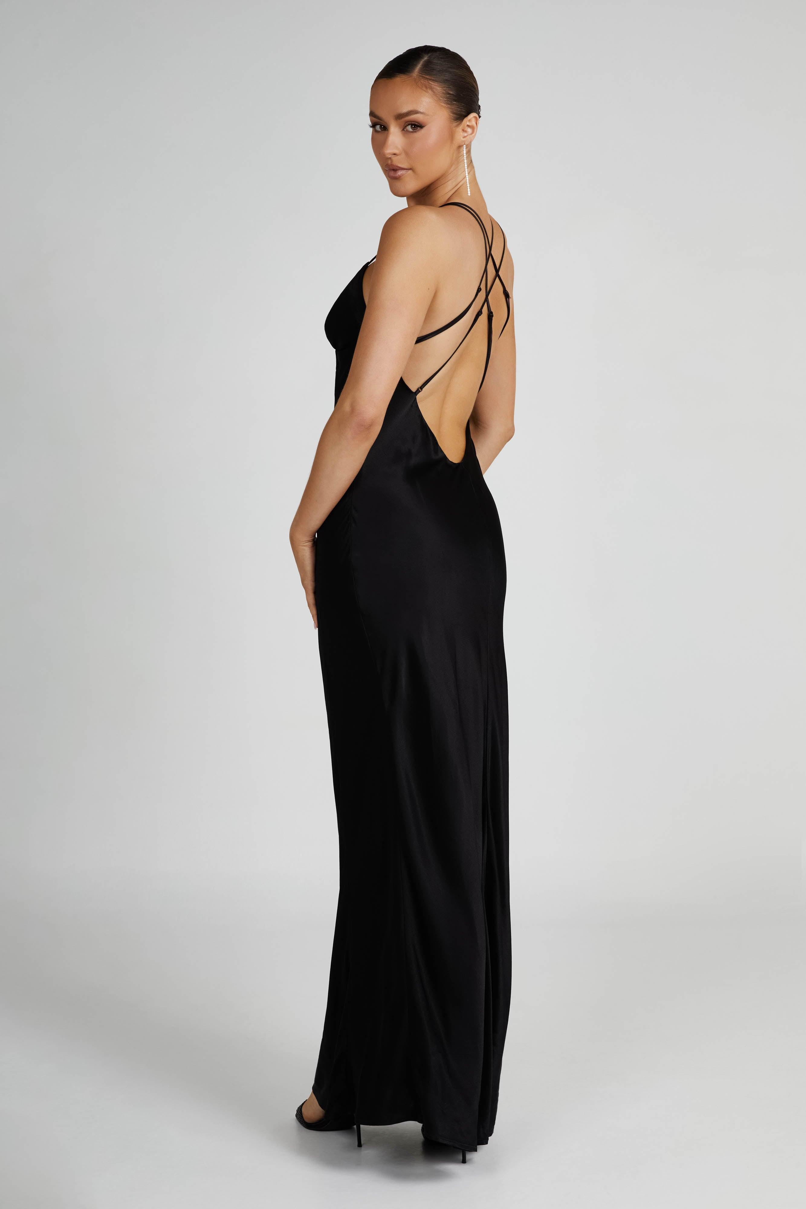 Makari Satin Maxi Dress - Black Product Image