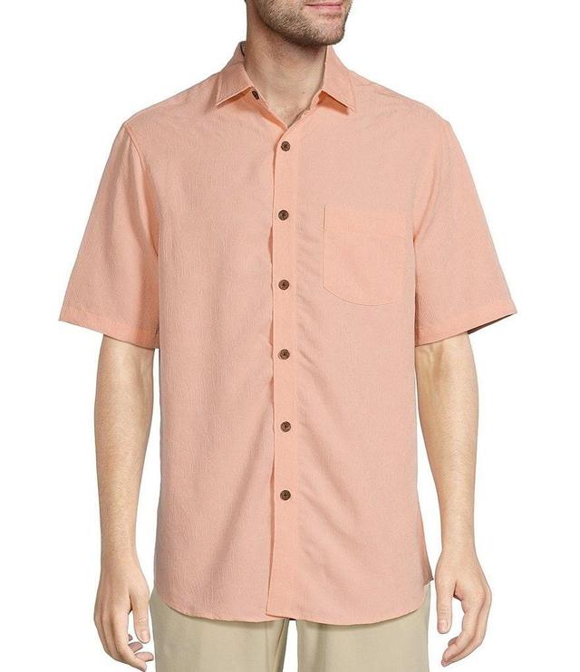 Caribbean Palm Paradise Jacquard Solid Short Sleeve Shirt Product Image