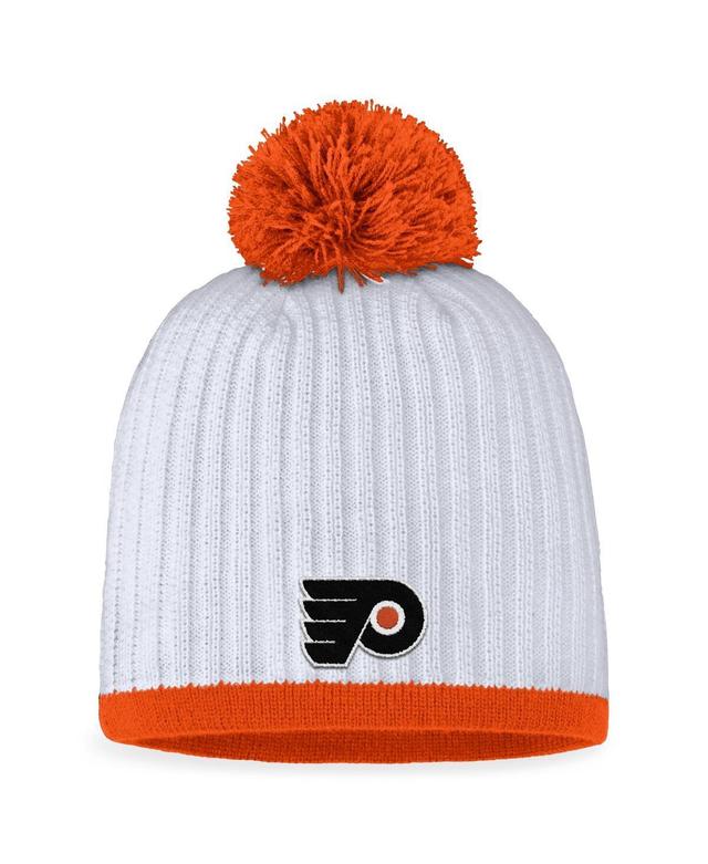 Womens Fanatics Branded White/Black Philadelphia Flyers 2024 NHL Stadium Series Pom Knit Hat Product Image