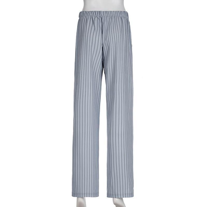 Elastic Waist Striped Wide Leg Pants Product Image