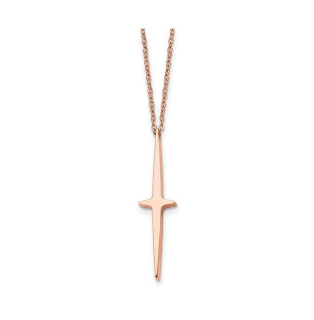 Chisel Rose Ip-plated Cross Pendant Cable Chain Necklace Product Image