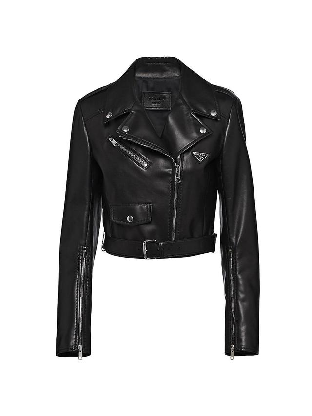 Womens Nappa Leather Biker Jacket Product Image