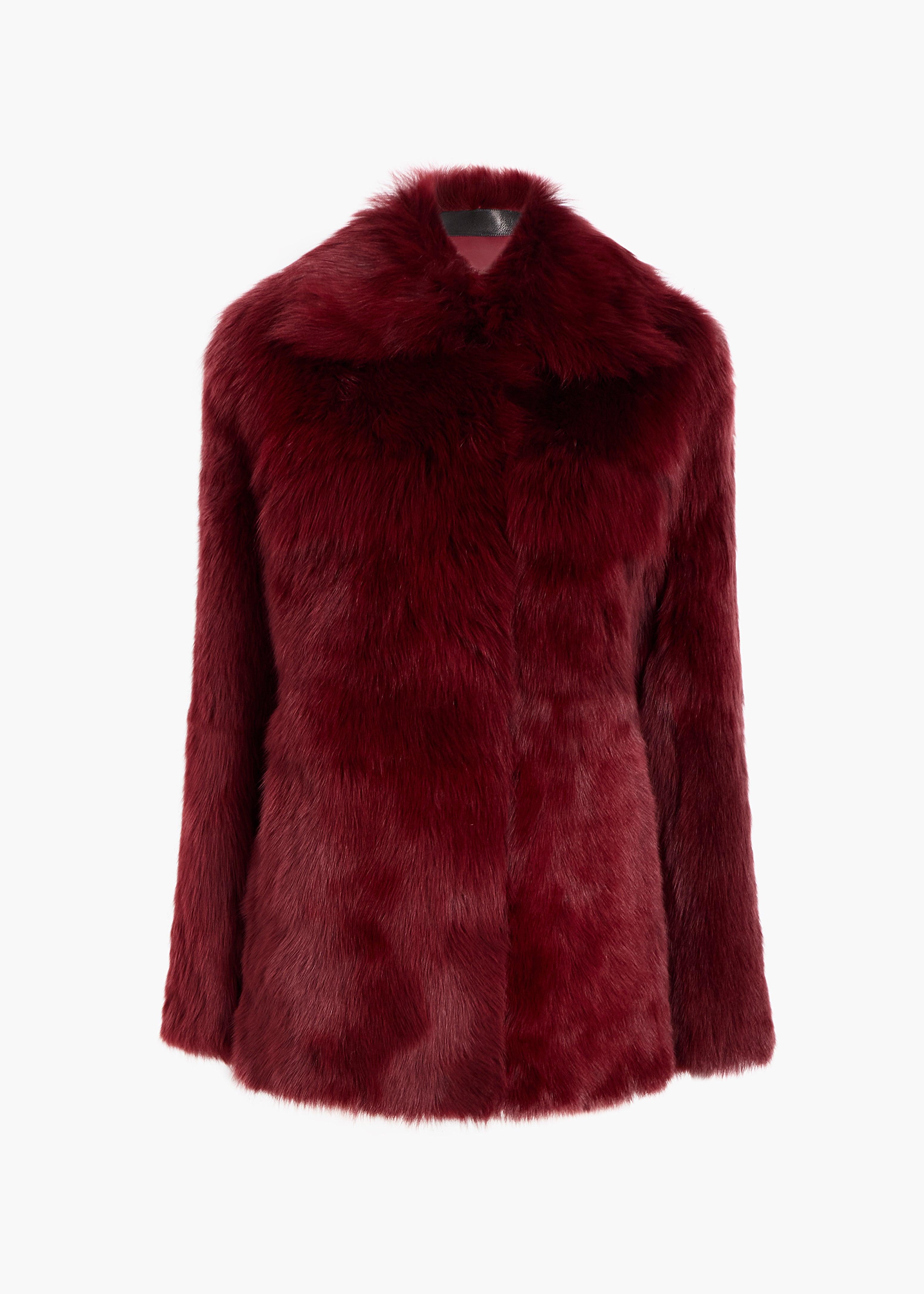 Iana Jacket in Oxblood Shearling Product Image