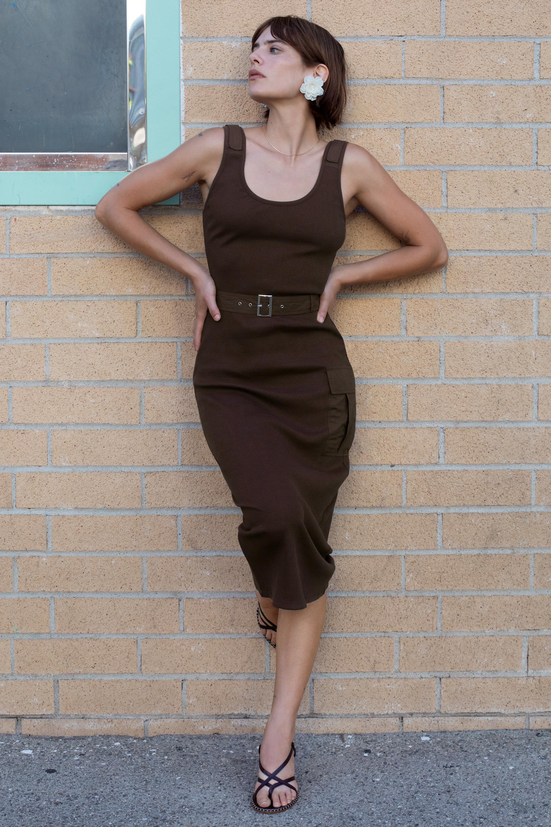 CONTRASTING RIB MIDI DRESS Product Image