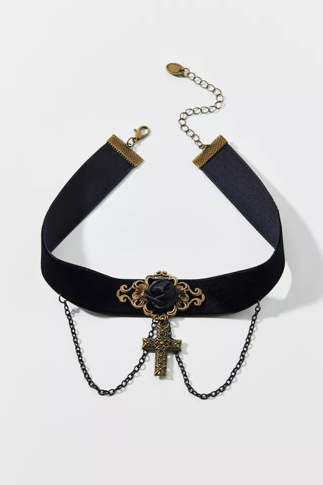 Alice Rosette Cross Choker Necklace Product Image