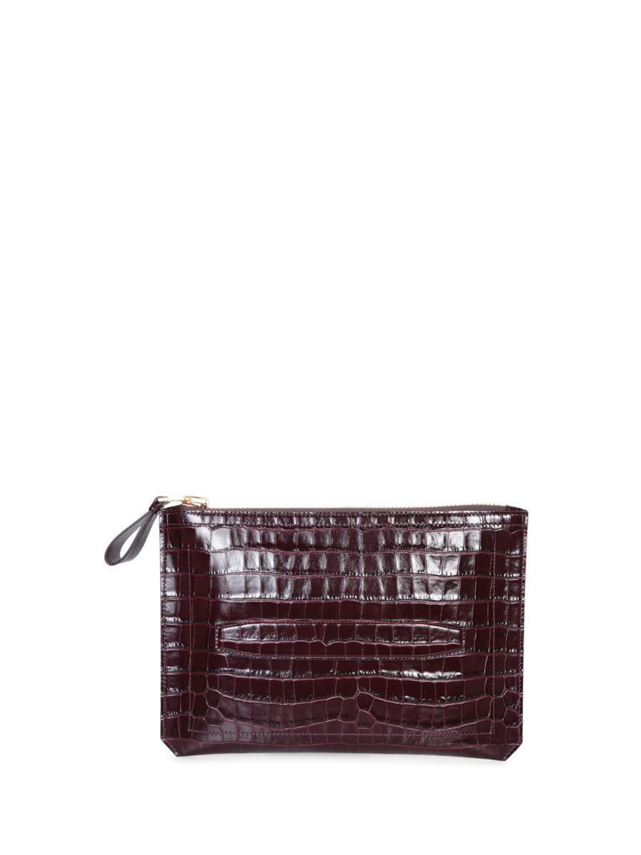 Crocodile Leather Handbag In Burgundy Product Image