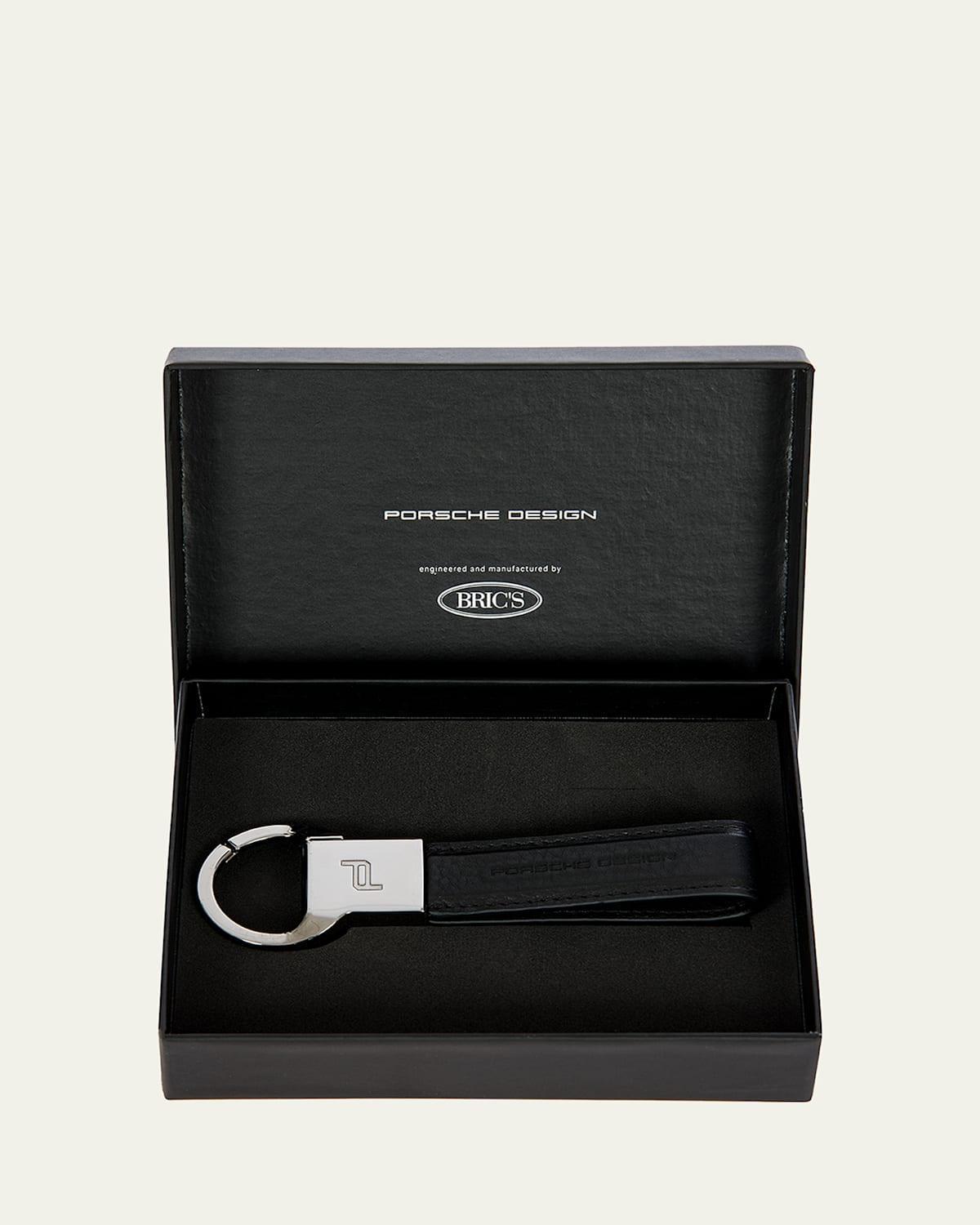 Mens Leather Logo Loop Keyring Product Image