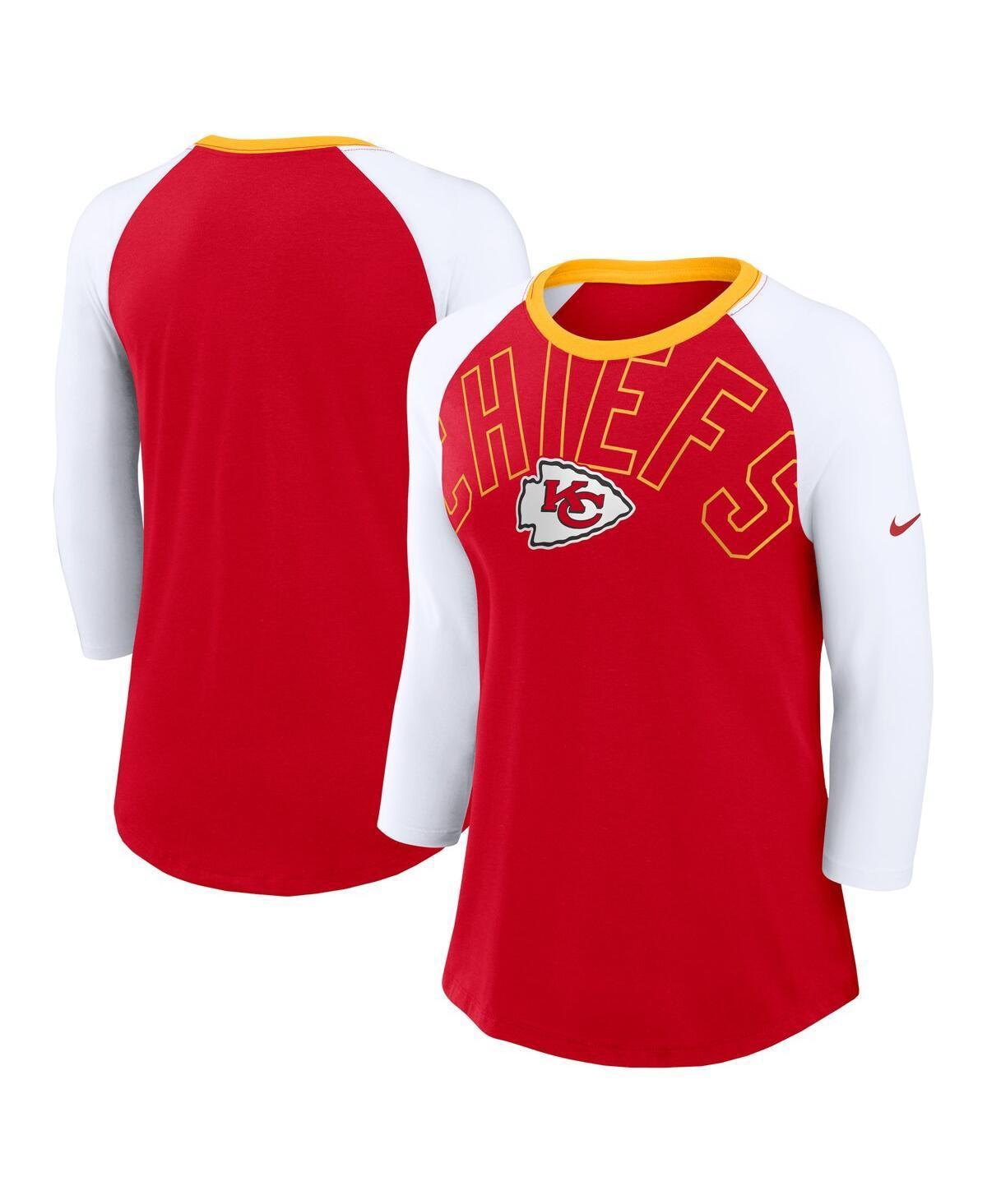 Womens Nike Red Kansas City Chiefs Knockout Arch Raglan Tri-Blend 3/4-Sleeve T-shirt - Red Product Image