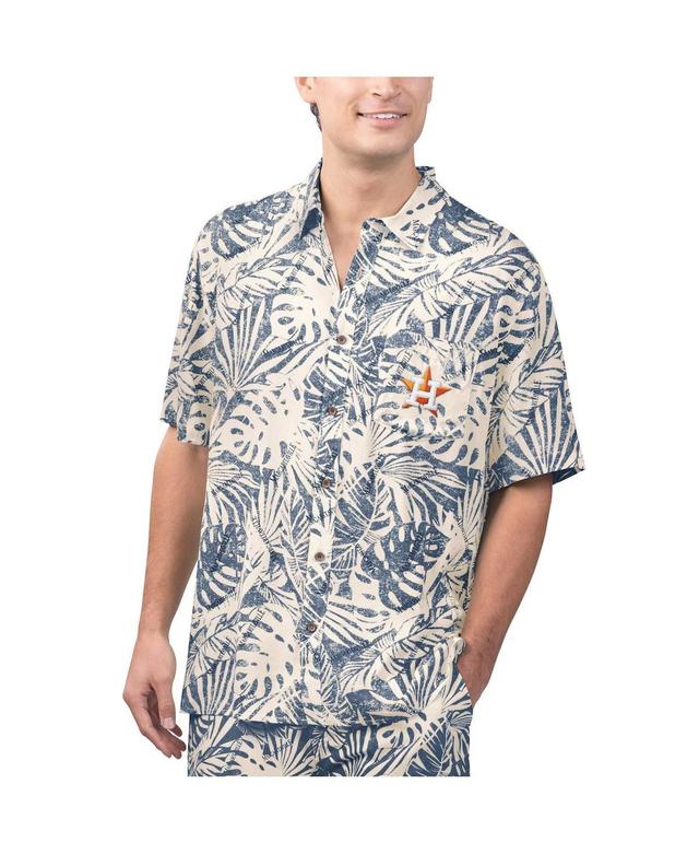 Margaritaville Mens Navy Houston Astros Monstera Print Party Button-Up Shirt Product Image