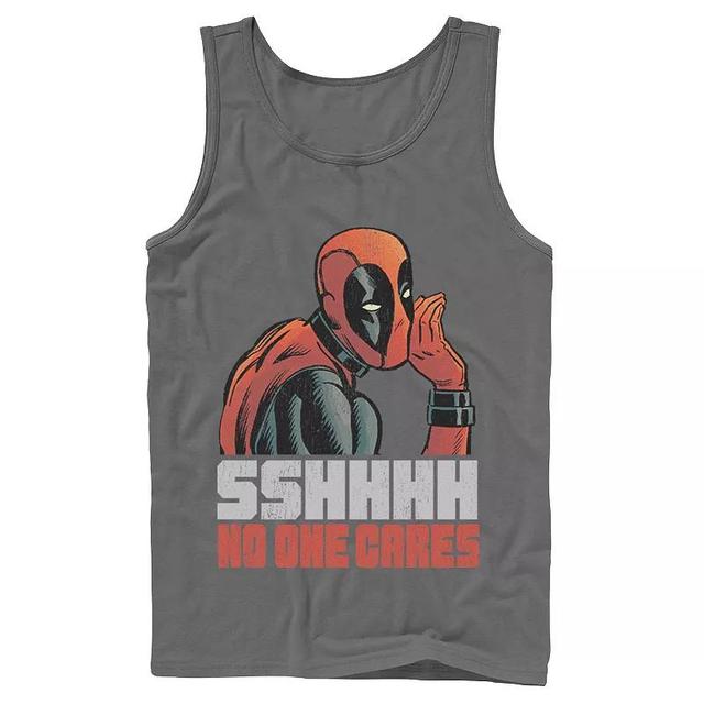 Mens Marvel Deadpool SSHHHH No One Cares Whisper Graphic Tank Top Grey Product Image