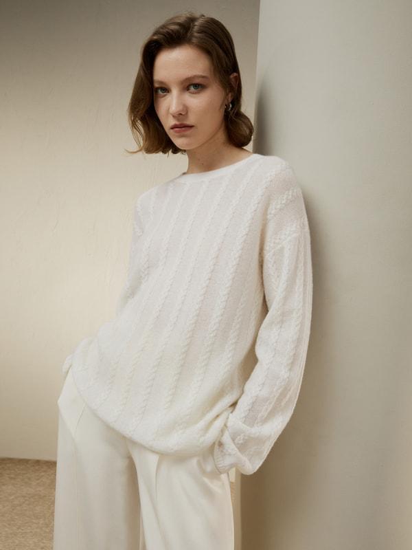 Semi-Sheer Cable-knit Cashmere Sweater product image