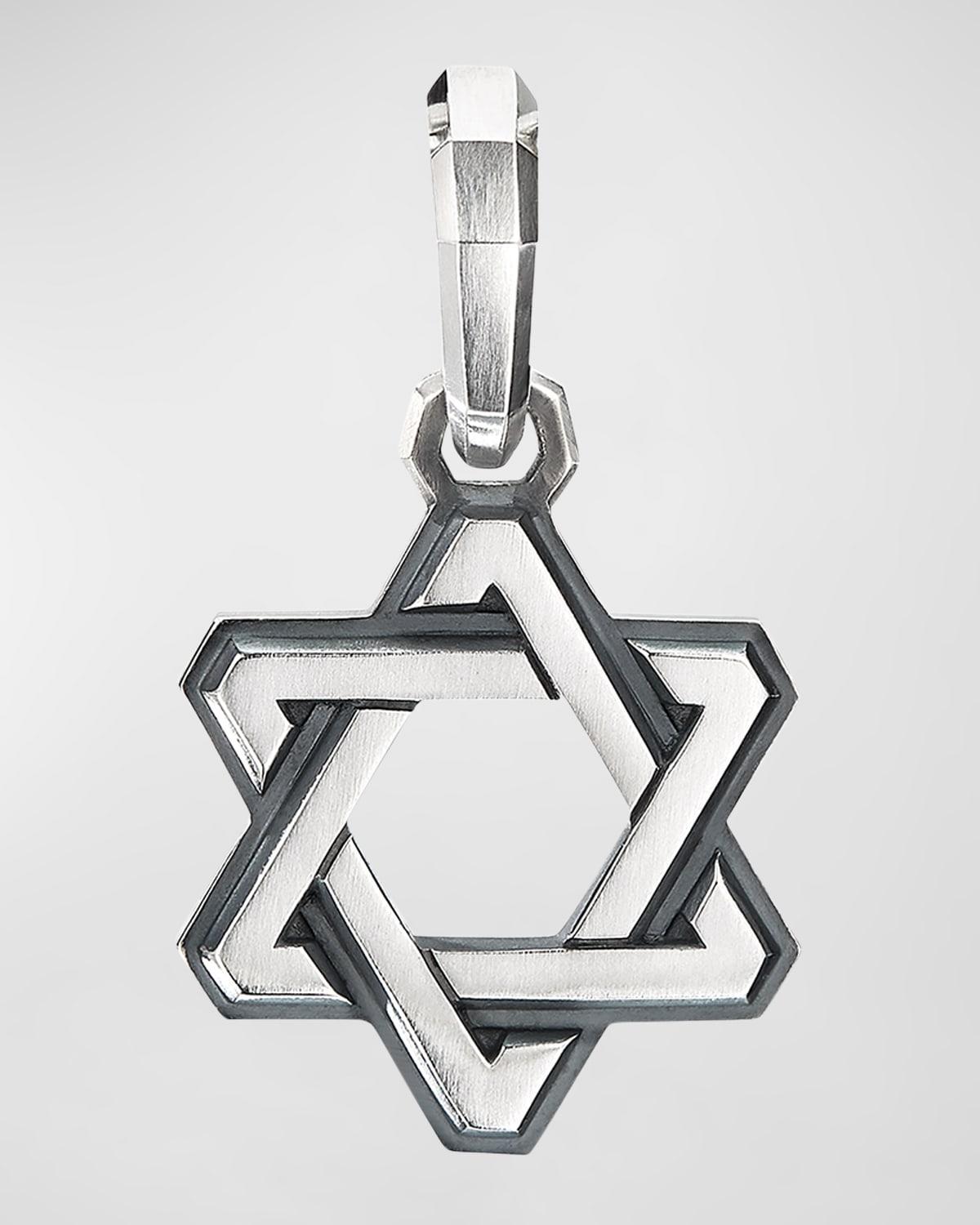 Mens Deco Star of David Sterling Silver Pendant Product Image