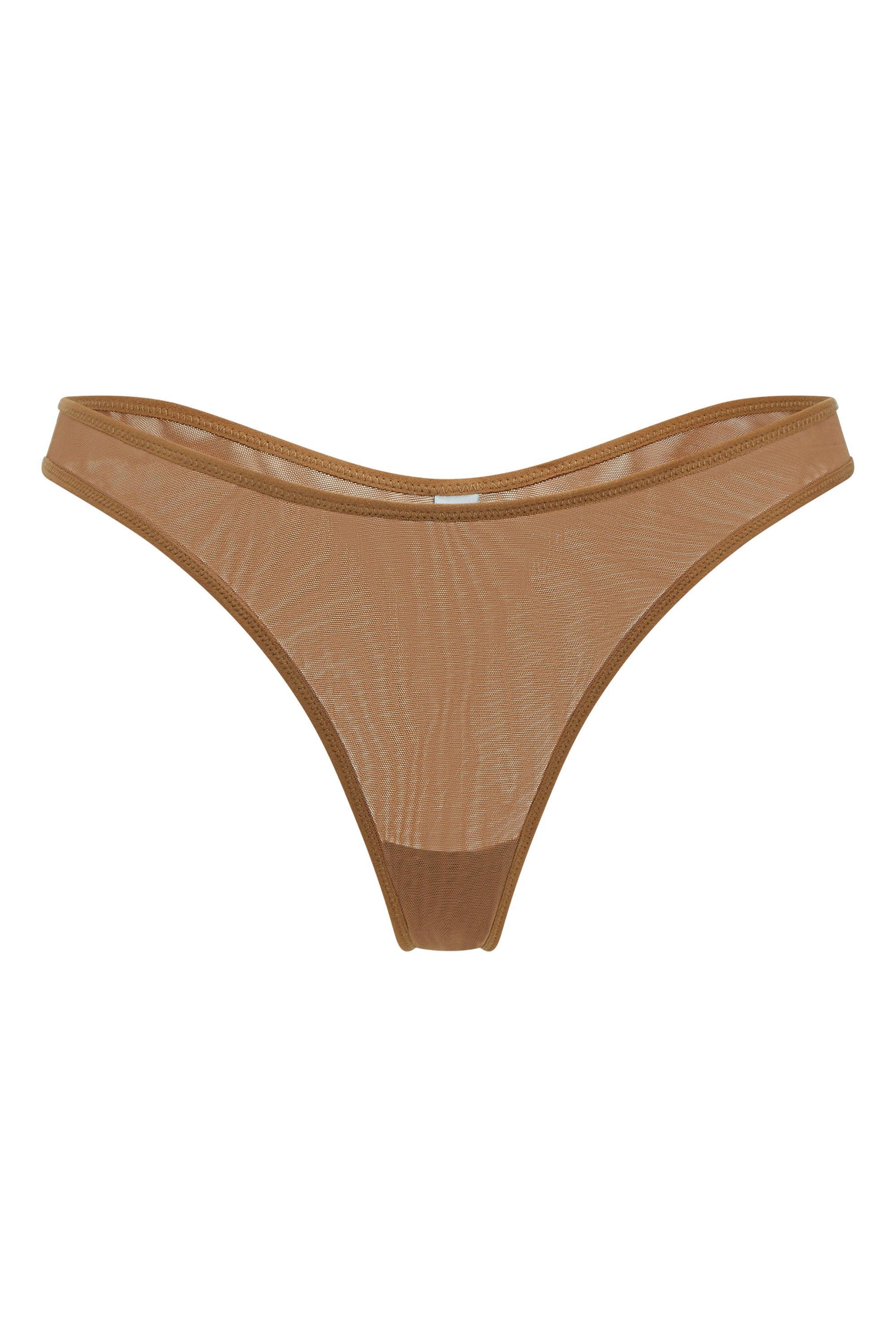 Soft Mesh Thong in Almond Product Image