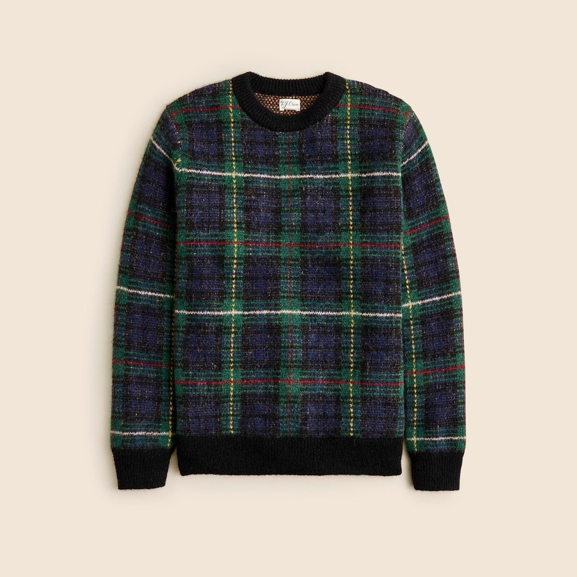 Alpaca-blend crewneck sweater in plaid Product Image