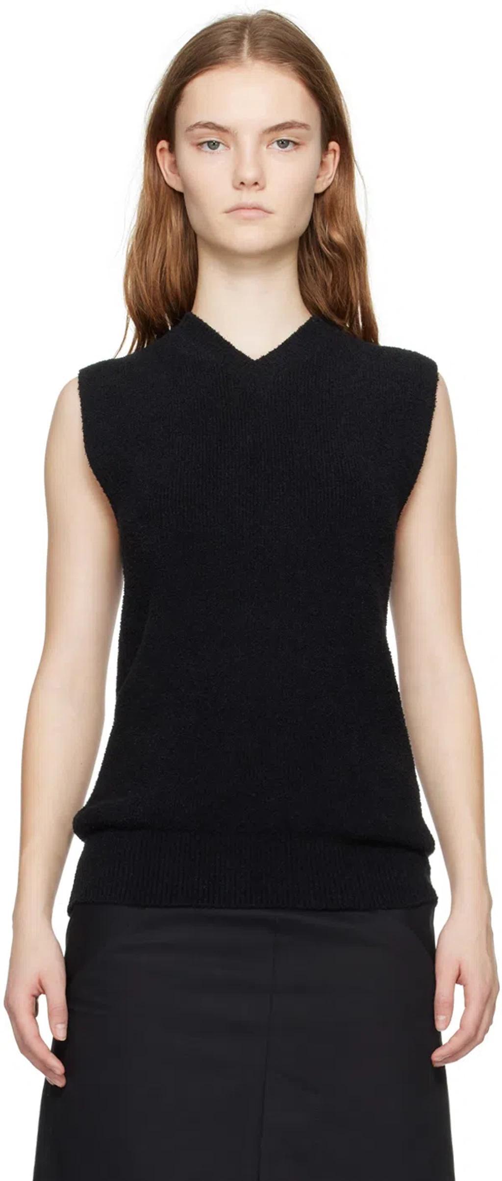 Black V-neck Tank Top In 001 Black product image