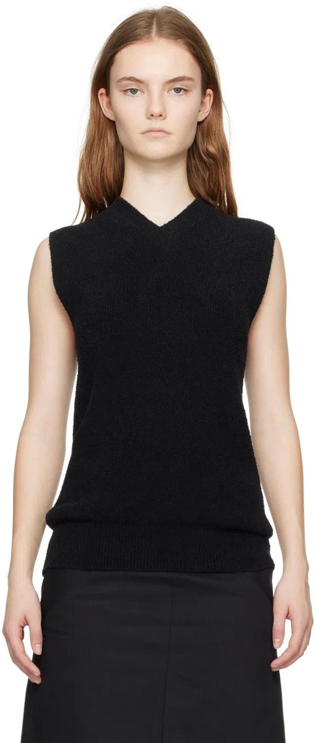 Black V-neck Tank Top In 001 Black Product Image