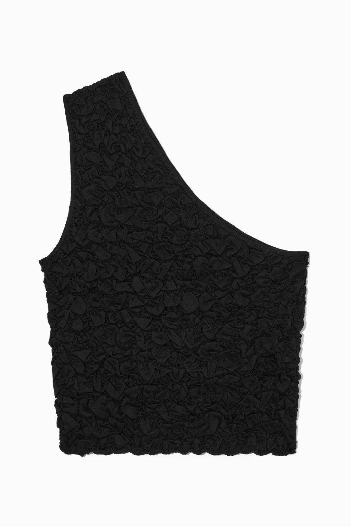 SMOCKED ONE-SHOULDER TANK TOP Product Image