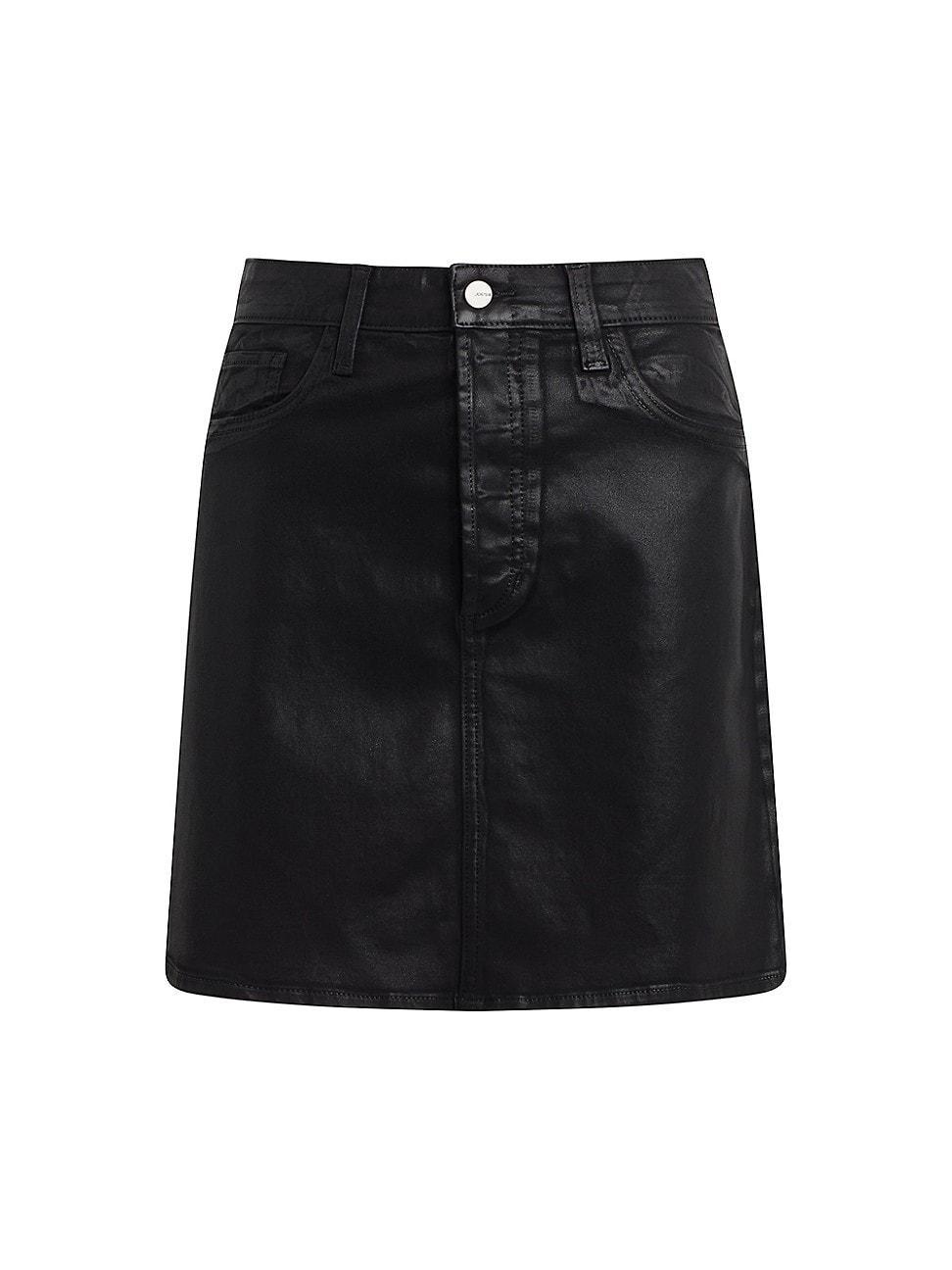 Womens Jessica Coated Stretch-Denim Miniskirt product image