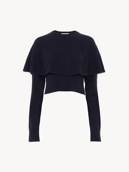 Cape sweater in wool & cashmere Product Image