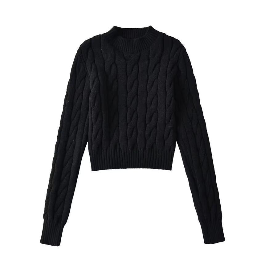 Mock Neck Cable Knit Sweater Product Image