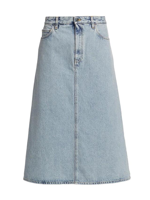 Womens Denim A-Line Midi-Skirt Product Image