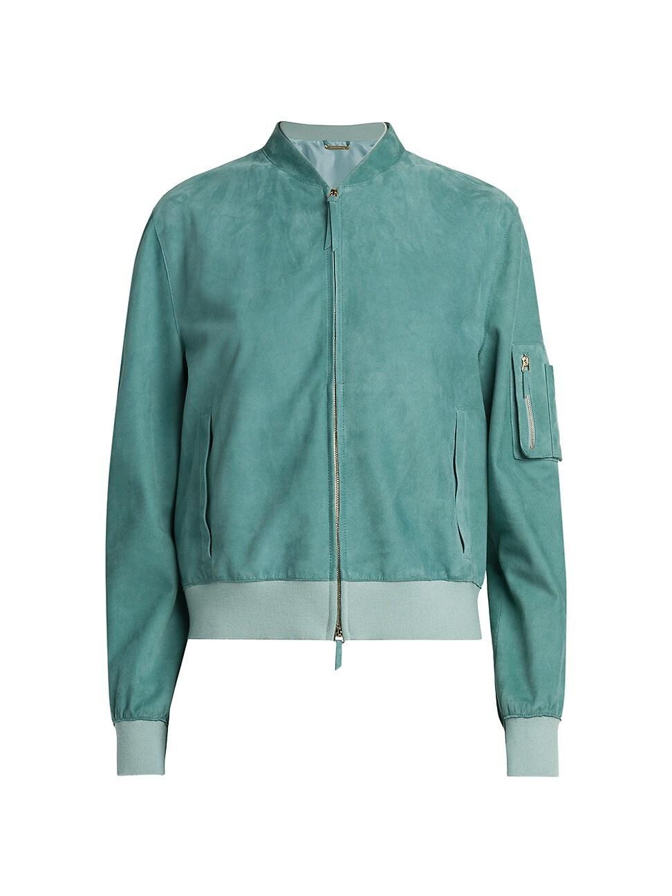 Womens Suede Bomber Jacket Product Image