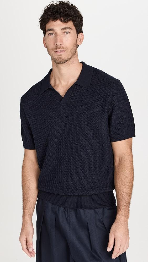 Vince Crafted Rib Johnny Collar Polo Shirt | Shopbop Product Image