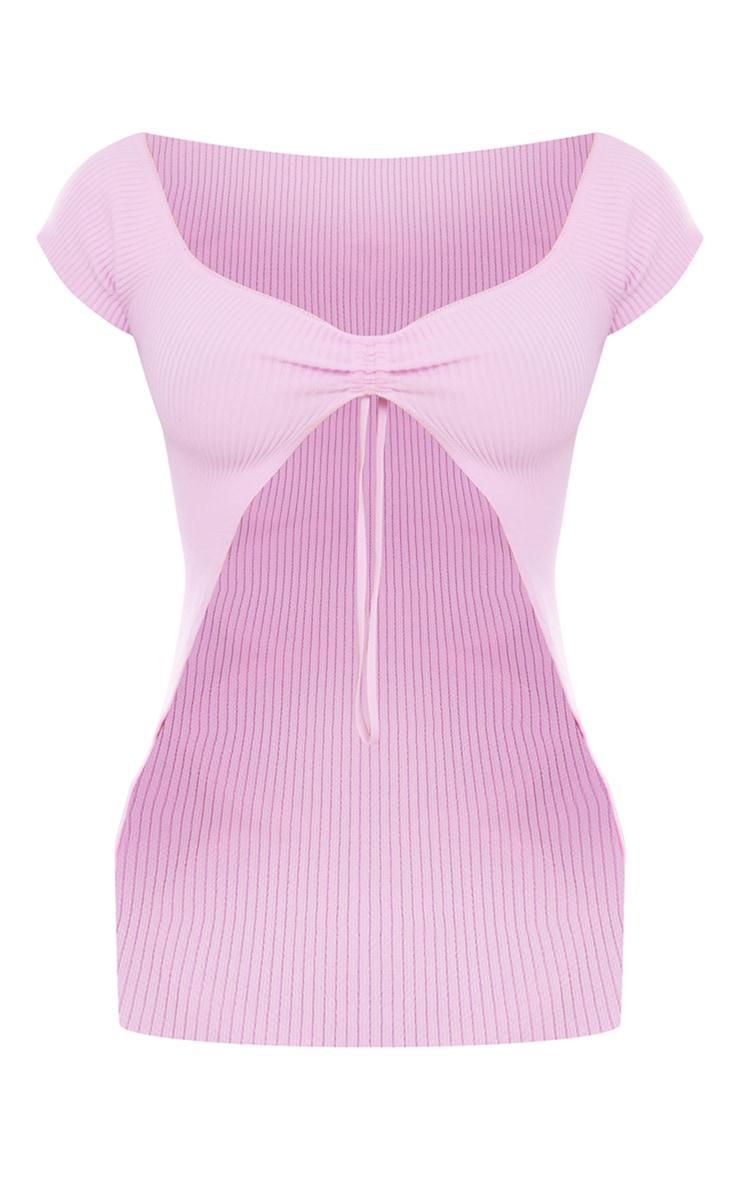 Lilac Rib Knit Long Line Top Product Image