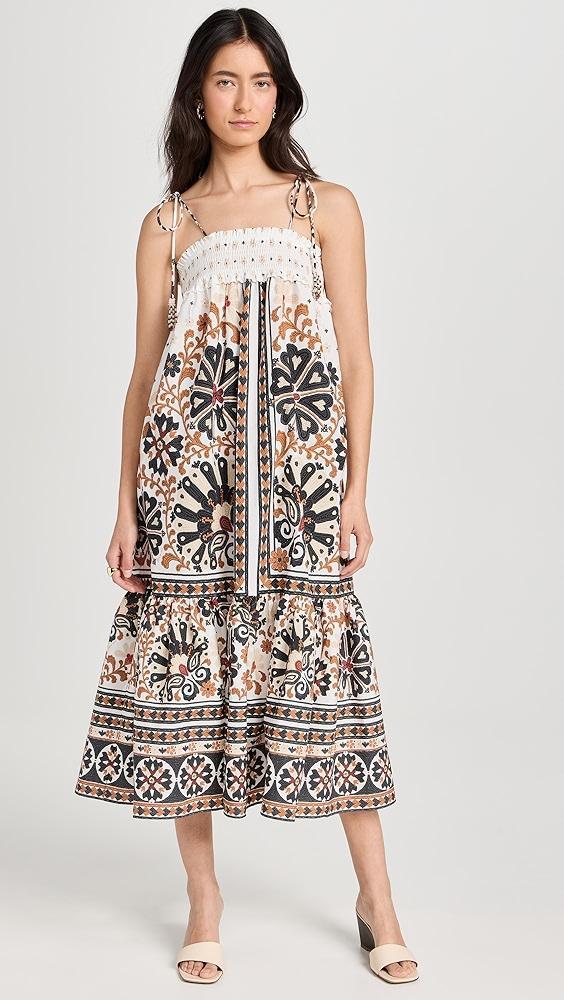 FARM Rio Flower Fan Tapestry Off-White Midi Dress | Shopbop Product Image