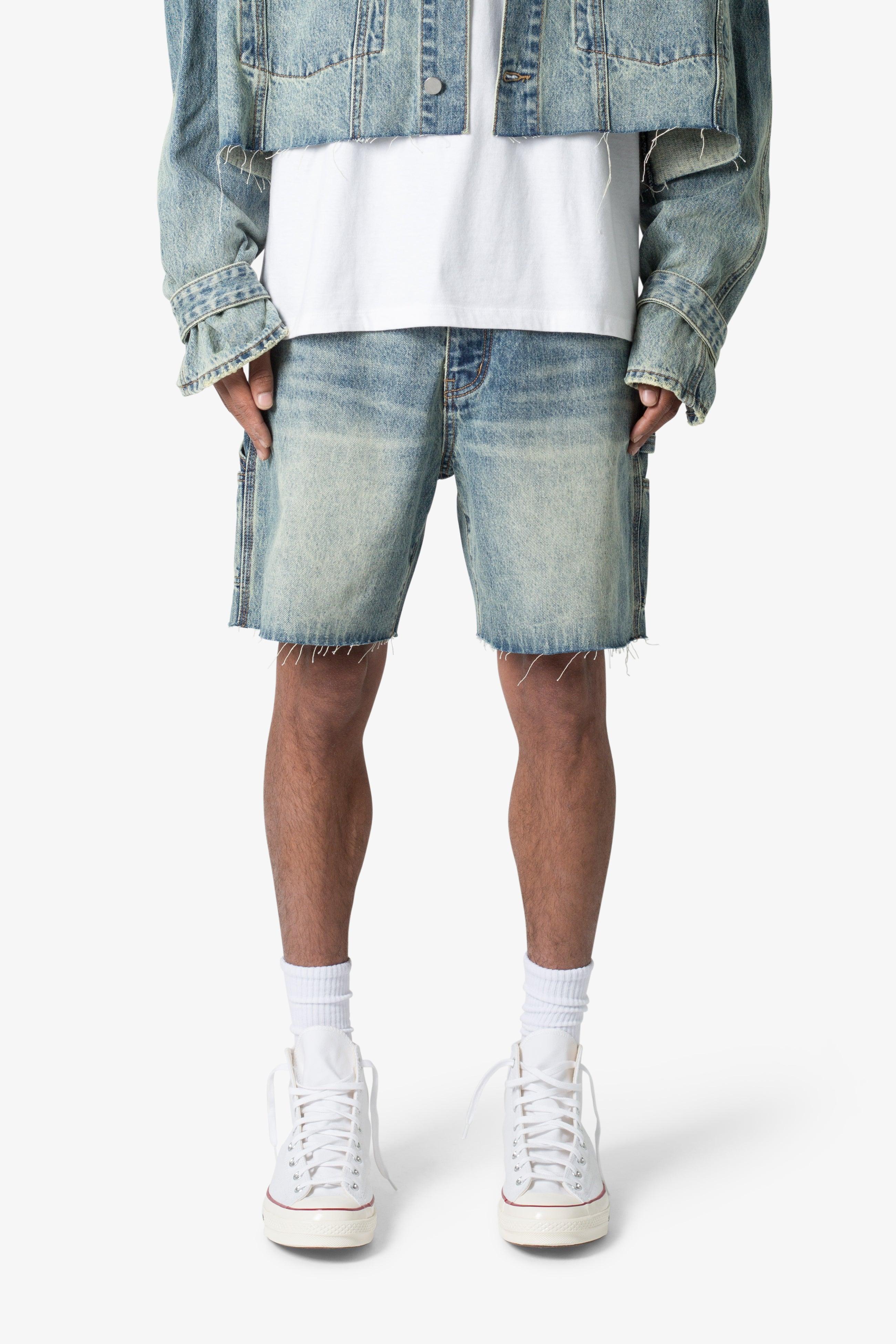 Frayed Denim Shorts - Blue Product Image