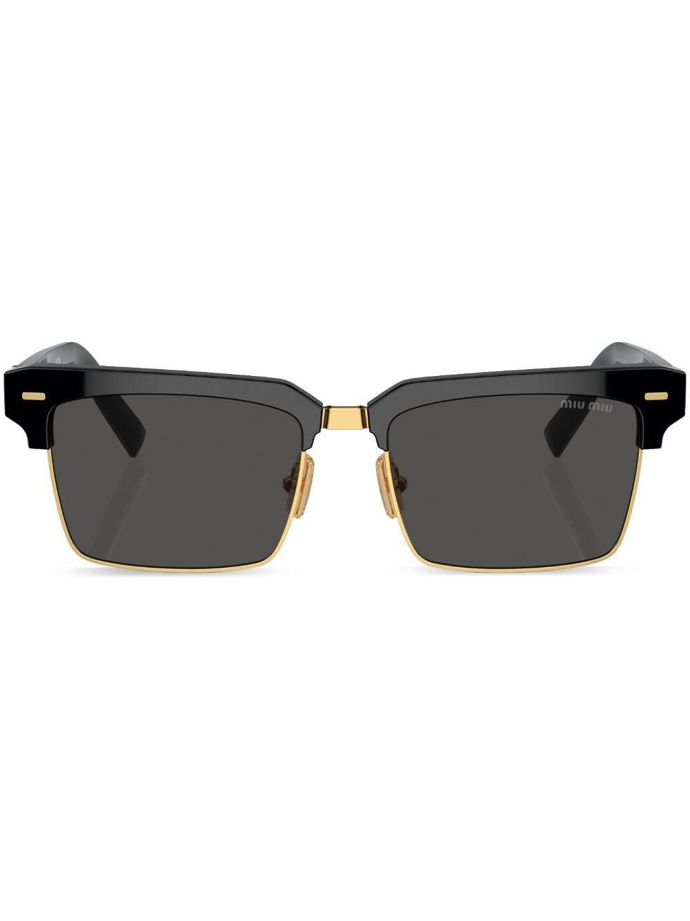 MIU MIU Logo-lettering Square-frame Sunglasses In Black Product Image