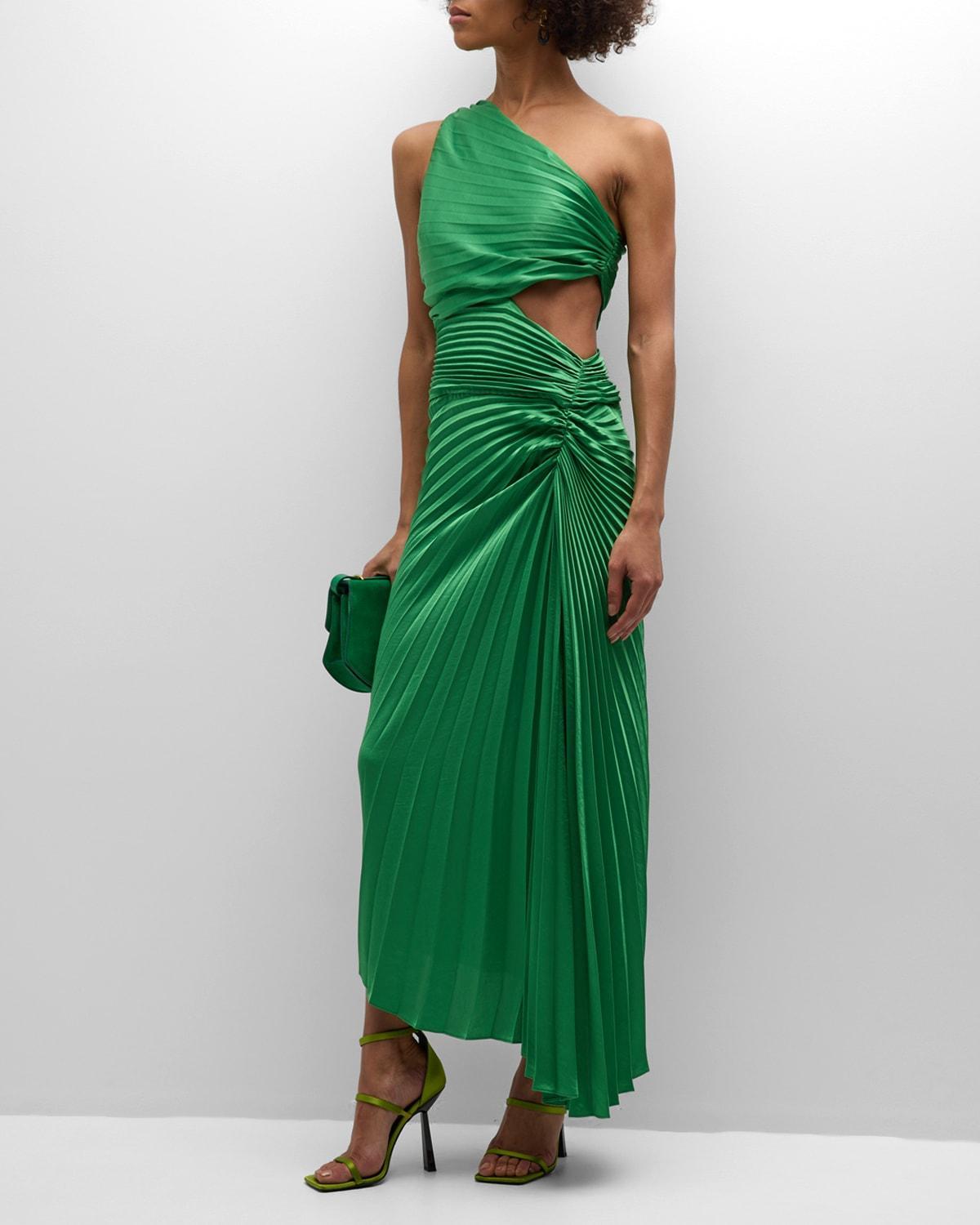 Dahlia Pleated One-Shoulder Maxi Dress Product Image