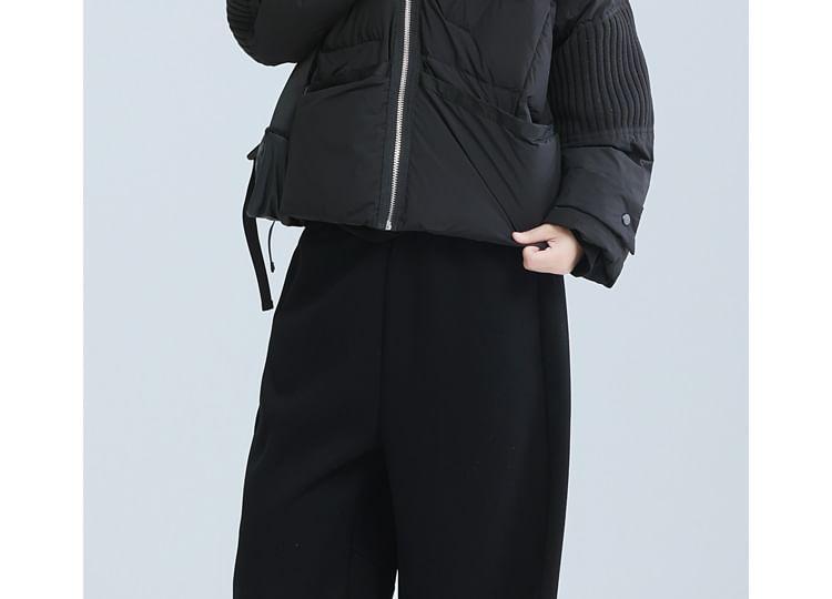 Plain Pocket Detail Zip Puffer Jacket Product Image