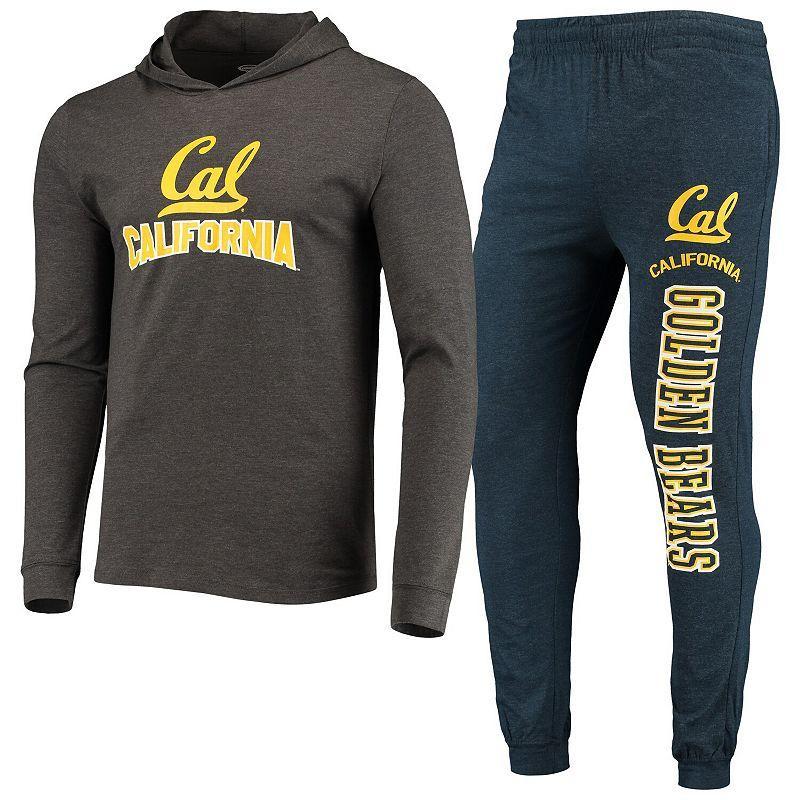 Mens Concepts Sport /Charcoal Cal Bears Meter Long Sleeve Hoodie T-Shirt & Jogger Pants Sleep Set Blue Product Image