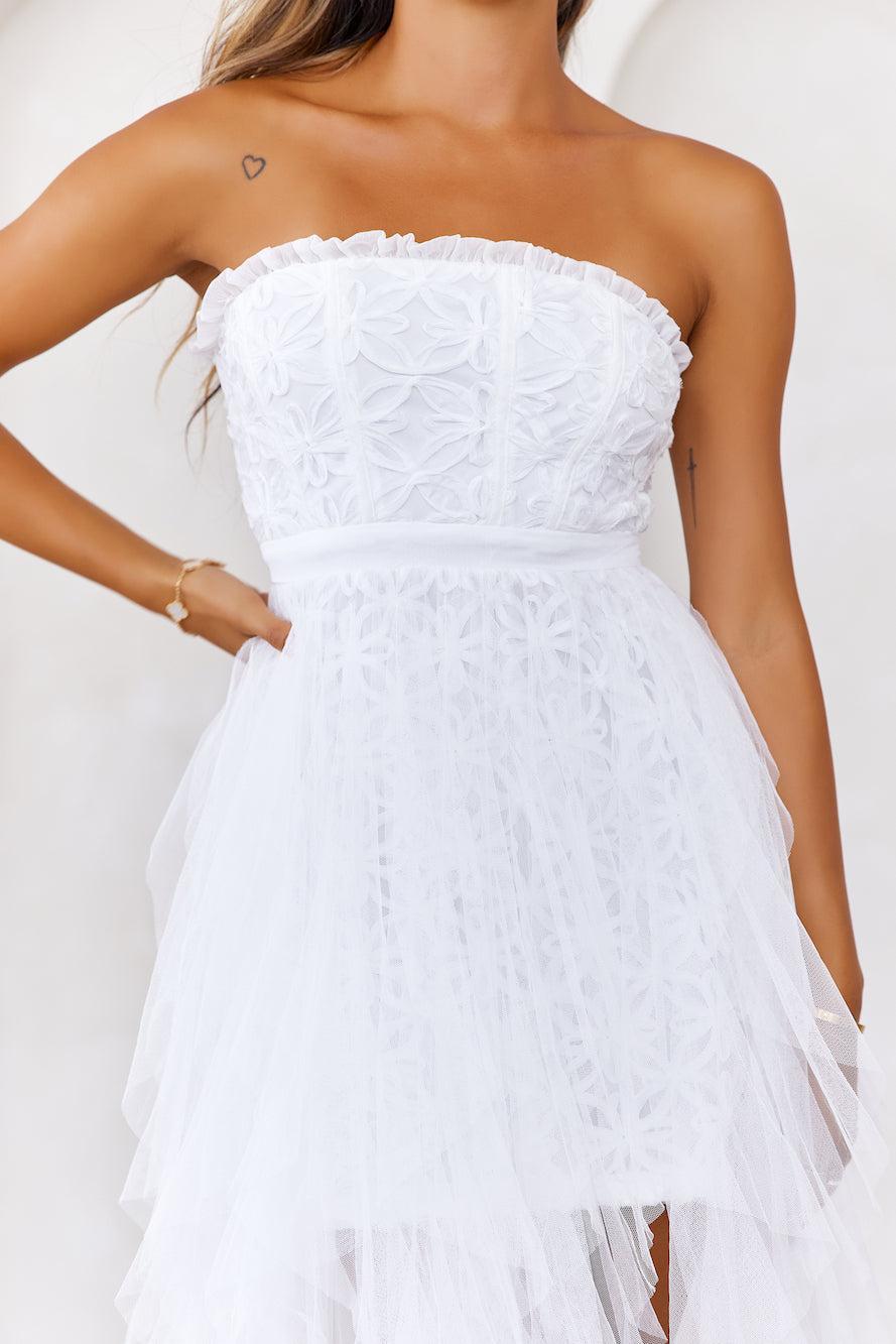 All The Attention Tulle Maxi Dress Off White Product Image